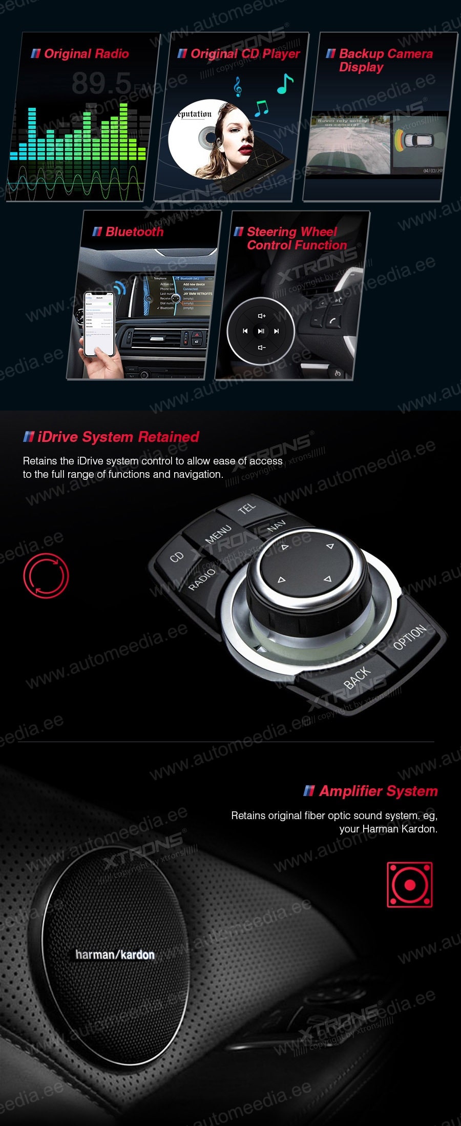 BMW 5. ser. BMW F10 | F11 iDrive CIC (2010-2012)  XTRONS QSB12FVCI XTRONS QSB12FVCI FM radio and USB SD player