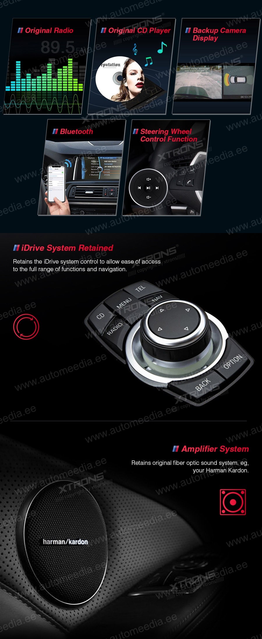 XTRONS BMW  FM RDS raadio ja USB multimedia soitin