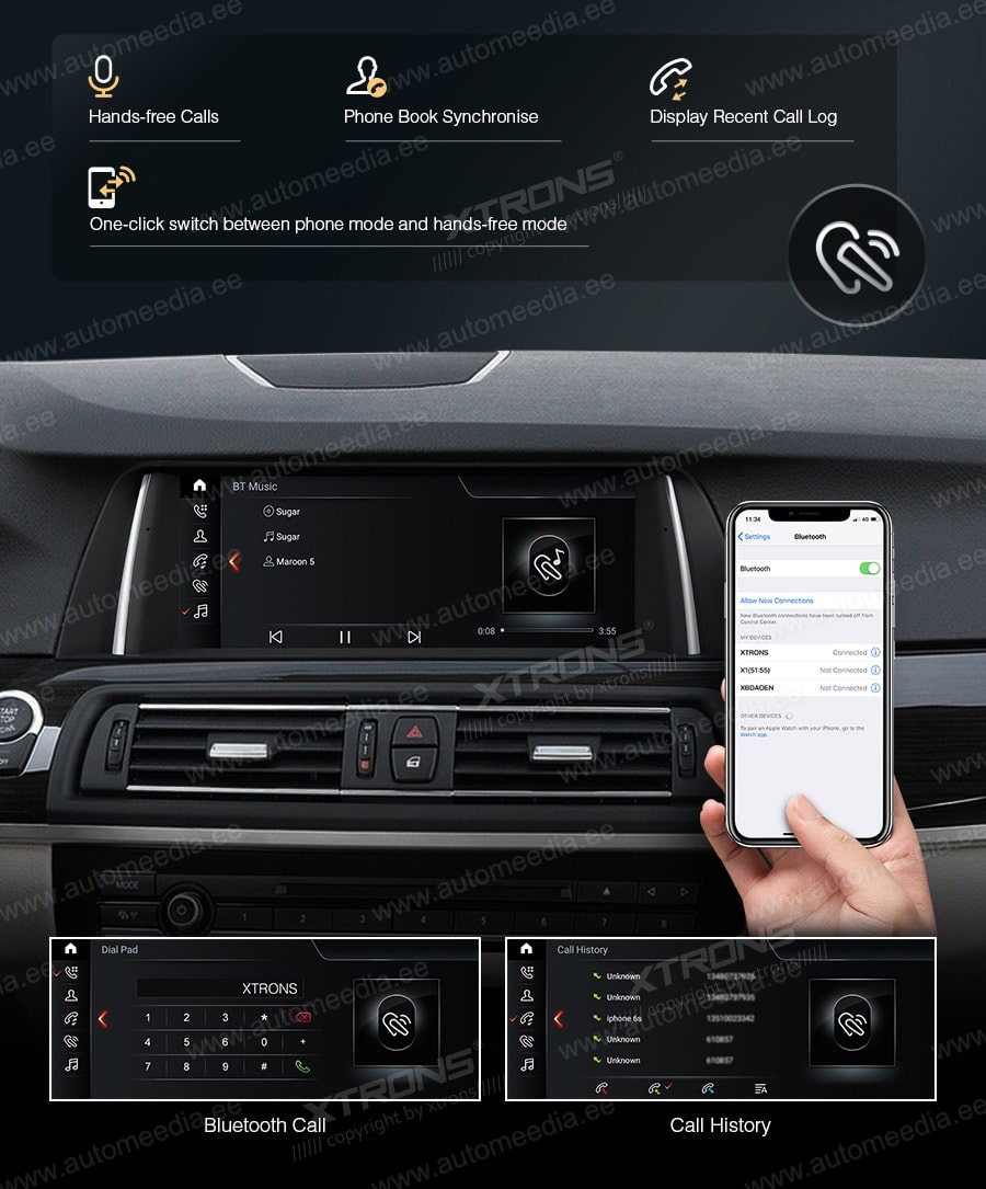 XTRONS BMW  kädet vapaana Hands free puhelut & musiikin striimaus