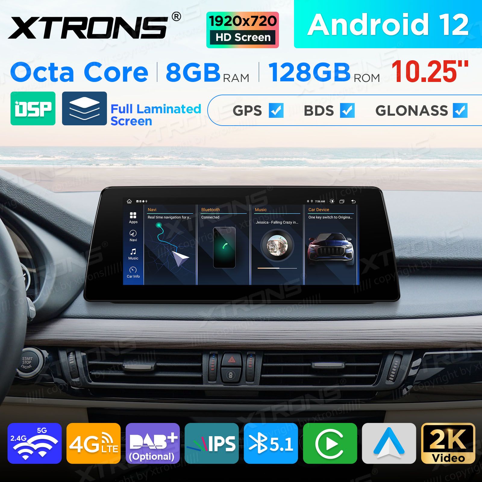 BMW X5 | X6 | F15 | F16 iDrive NBT (2014-2016) Android 12 auto GPS radio ja multimedia näyttösoitin