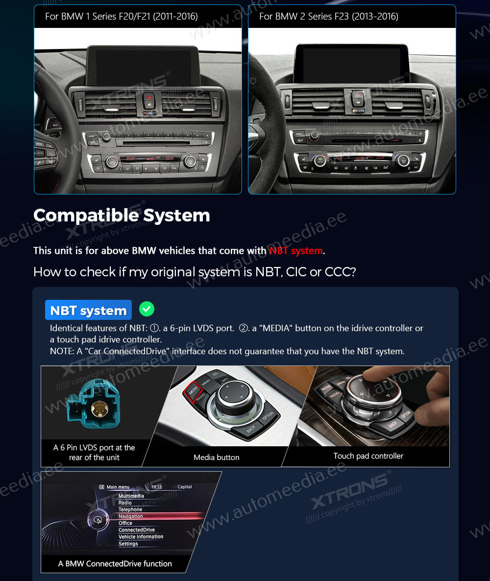 BMW 1.ser | BMW 2.ser | F20 | F23 | (2011-2016)  custom fit multimedia radio suitability for the car