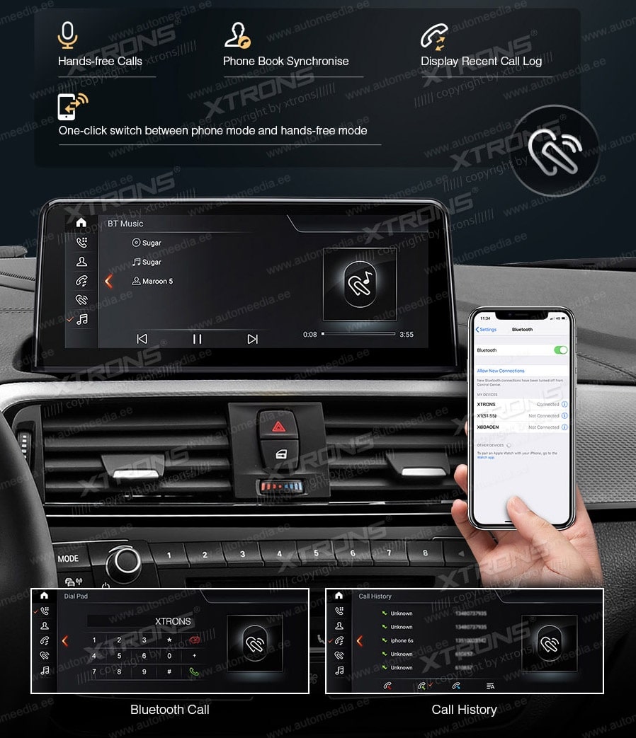 XTRONS BMW  kädet vapaana Hands free puhelut & musiikin striimaus