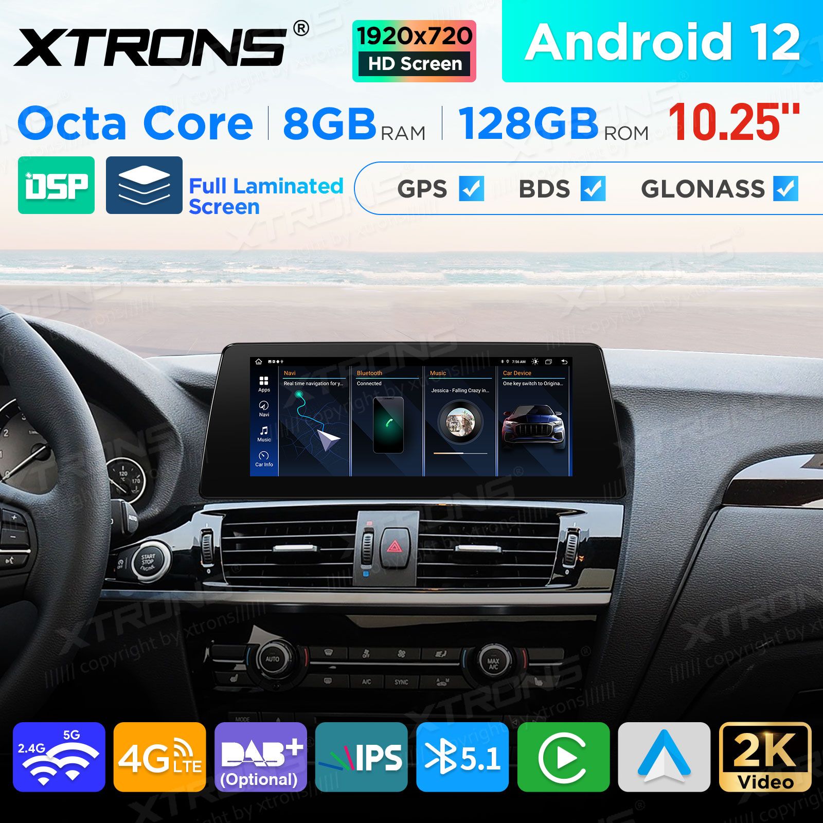 BMW X3 F25 iDrive NBT (2013-2016) mudelipõhine Android 12 GPS autoraadio ja multimeedia keskus