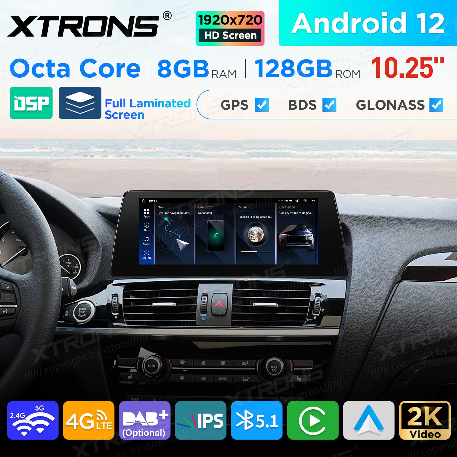 BMW X3 F25 iDrive NBT (2013-2016) Автомобильная магнитола Android 12 с GPS навигацией