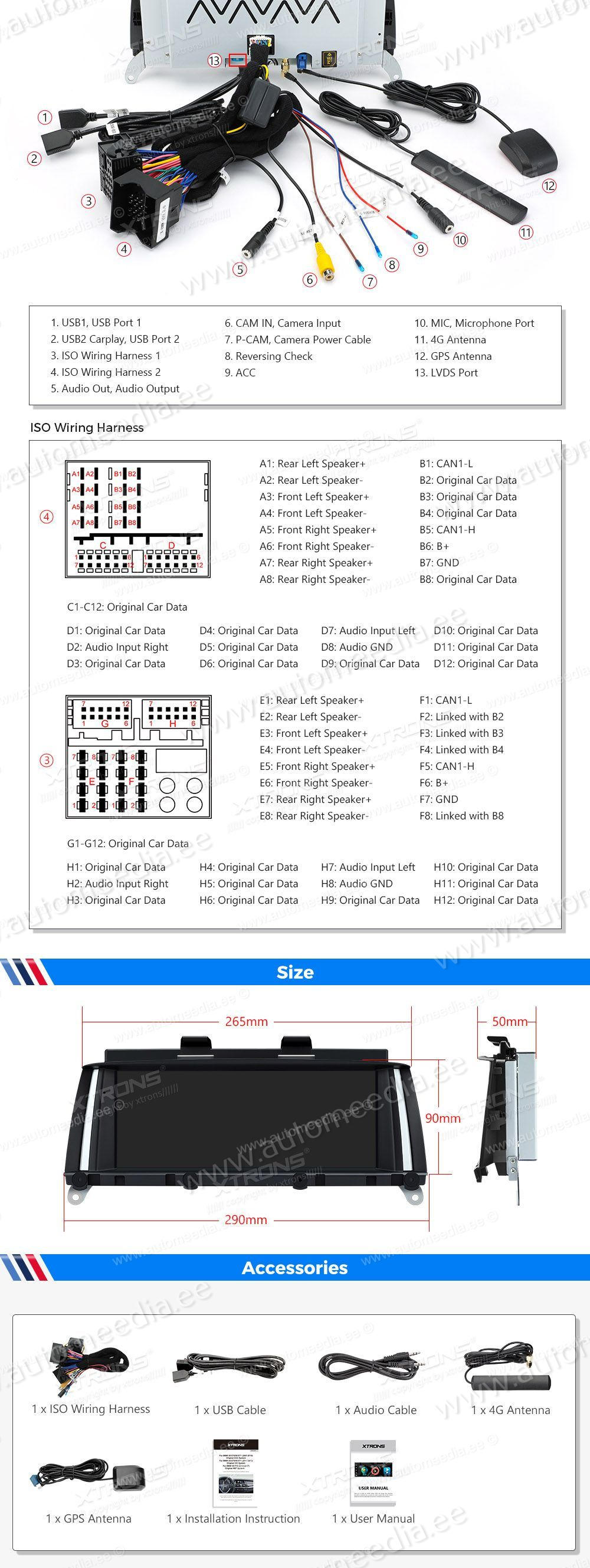 BMW X3 F25 iDrive CIC (2011-2013)  XTRONS QEB82X3CI XTRONS QEB82X3CI Wiring Diagram and size