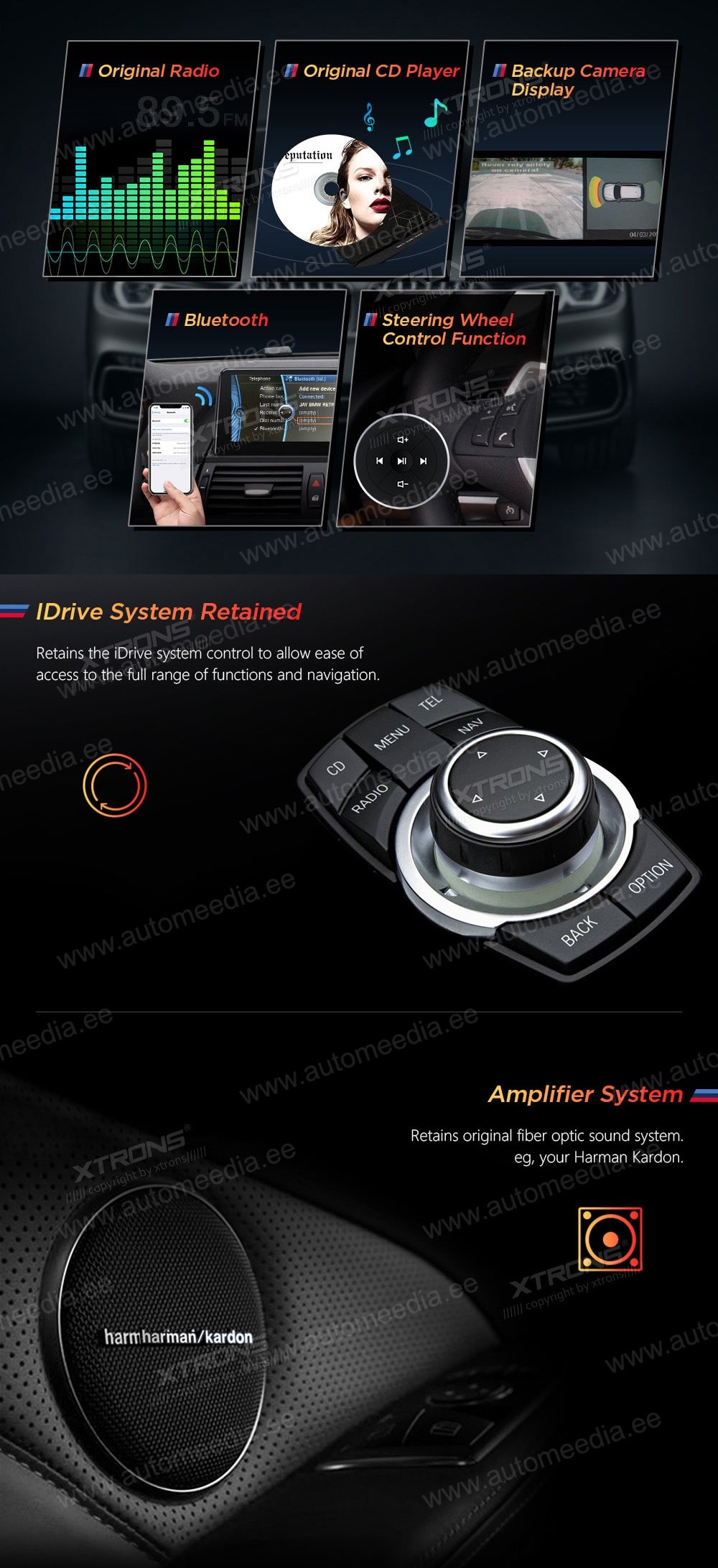 XTRONS BMW  FM RDS raadio ja USB multimedia soitin