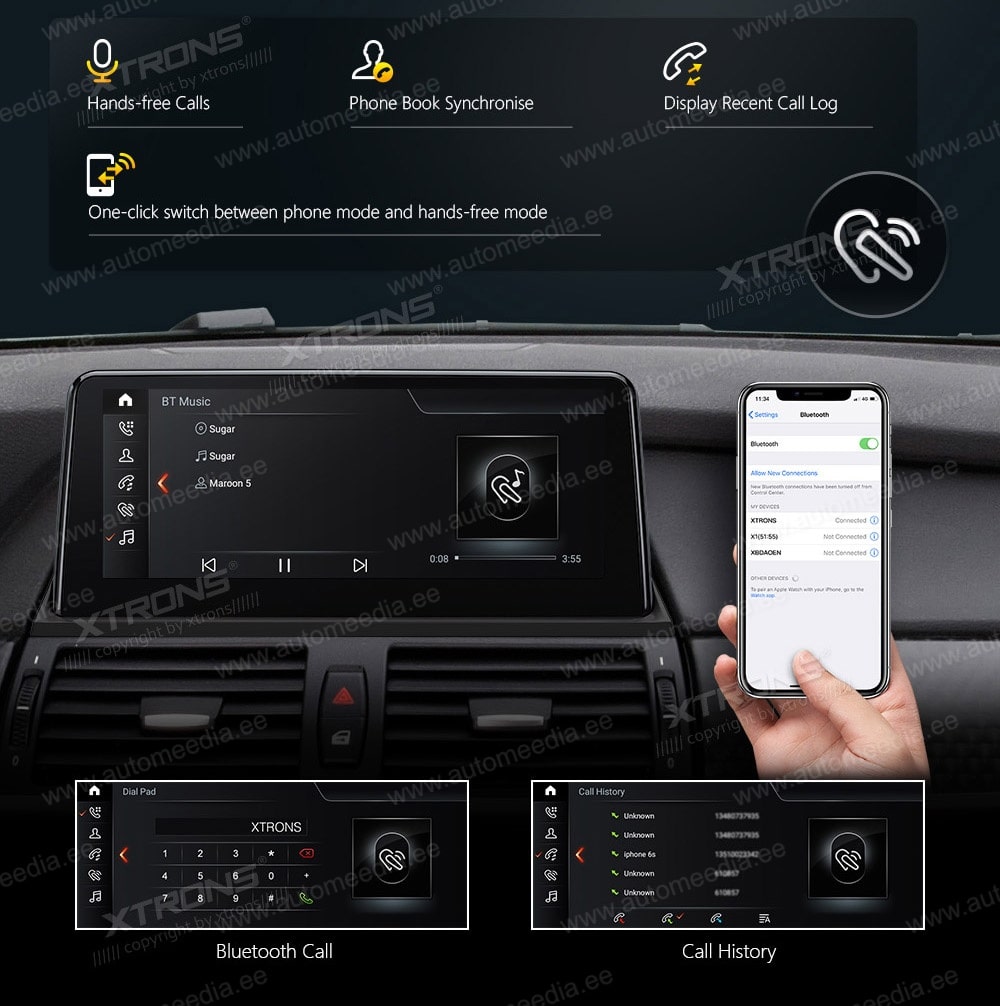 BMW X3 F25 iDrive CIC (2011-2013)  XTRONS QSB82X3CI XTRONS QSB82X3CI Hands Free calls & HD music stream