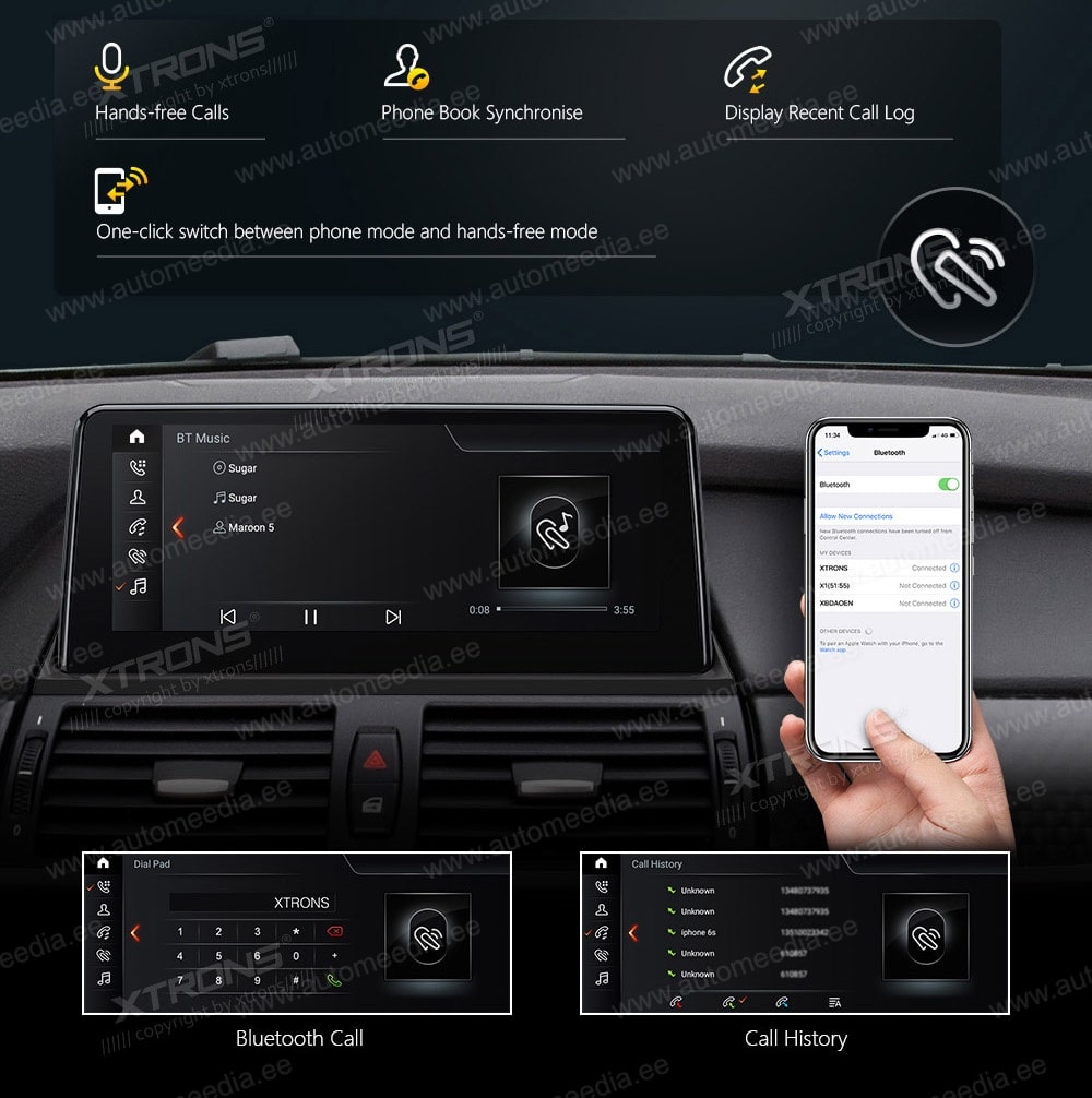 XTRONS BMW  kädet vapaana Hands free puhelut & musiikin striimaus