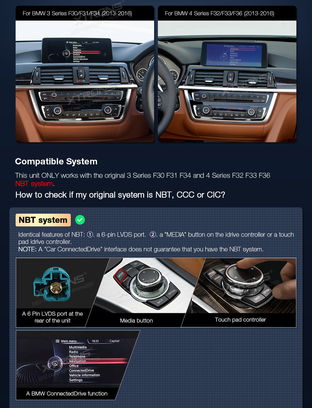 BMW 3.ser | BMW 4.ser | F30 | F32 | (2013-2016)  custom fit multimedia radio suitability for the car