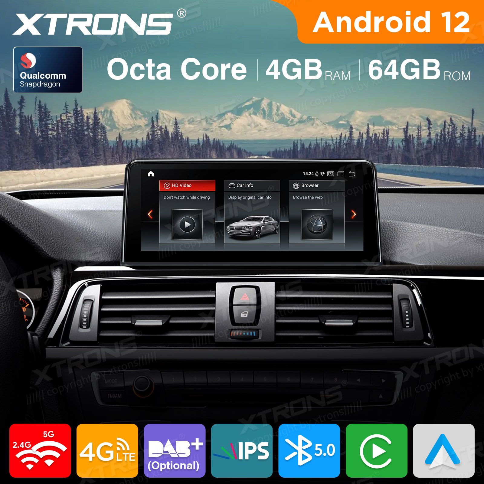BMW 3.ser | BMW 4.ser | F30 | F32 | (2013-2016) kahesüsteemne, originaalraadio säilitav Android 12 GPS autoraadio ja multimeedia keskus