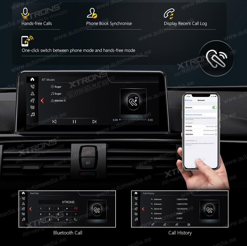 XTRONS BMW  kädet vapaana Hands free puhelut & musiikin striimaus