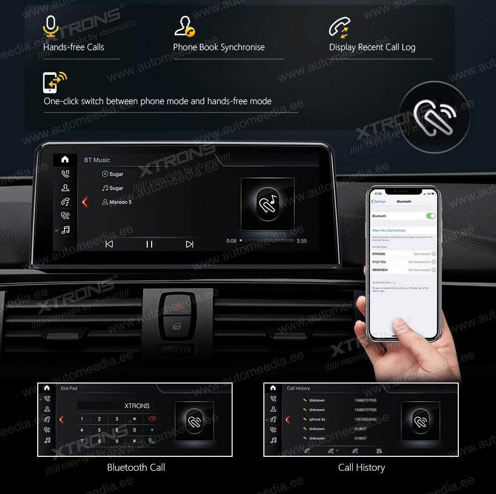 BMW 3.ser | BMW 4.ser | F30 | F32 | (2013-2016)  XTRONS QSB12NBTH XTRONS QSB12NBTH Hands Free calls & HD music stream