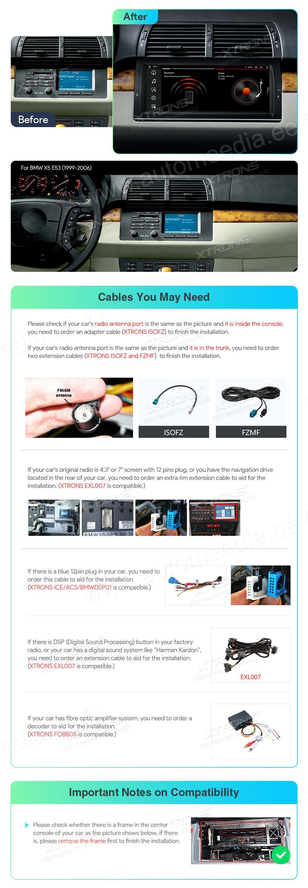 BMW X5 E53 (1999-2006)  custom fit multimedia radio suitability for the car