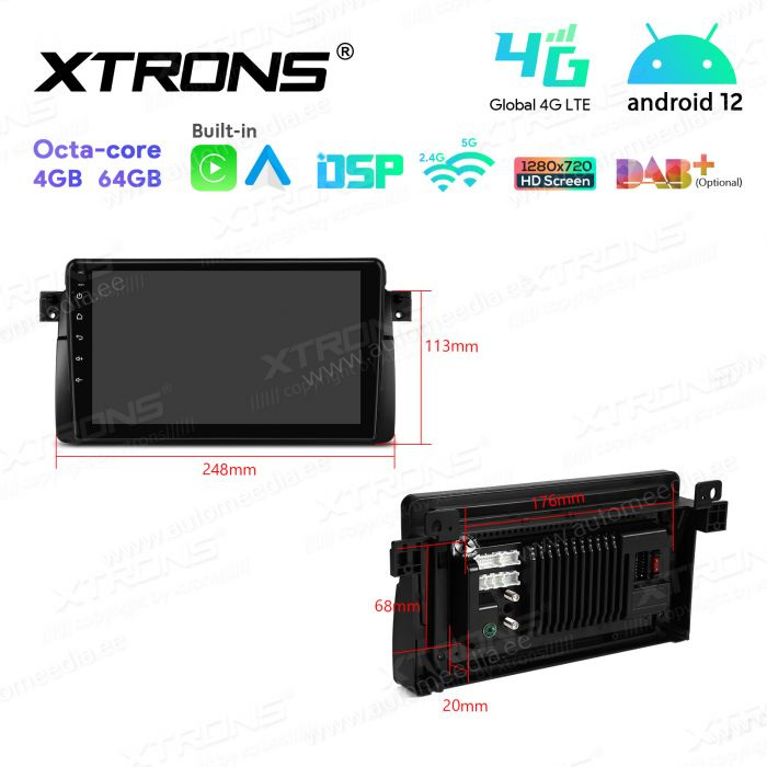BMW 3. seeria E46 (1998-2006) mudelipõhine Android 12 GPS autoraadio ja multimeedia keskus