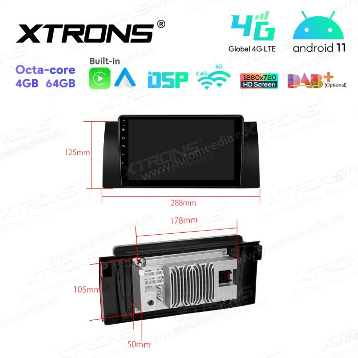 BMW X5 E53 (1999-2006) mudelipõhine Android 12 GPS autoraadio ja multimeedia keskus
