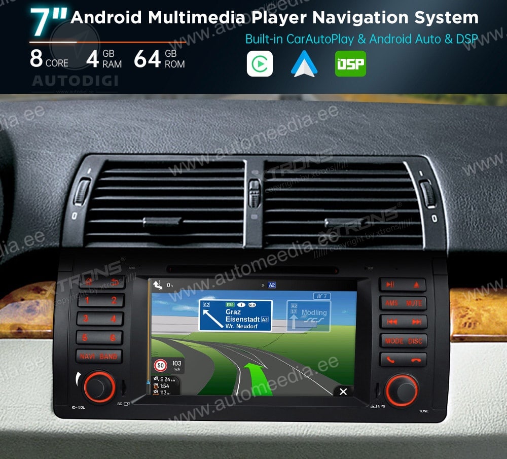 BMW X5 E53 (1999-2006) XTRONS MA7053B merkkikohtainen Android GPS multimedia näyttösoitin