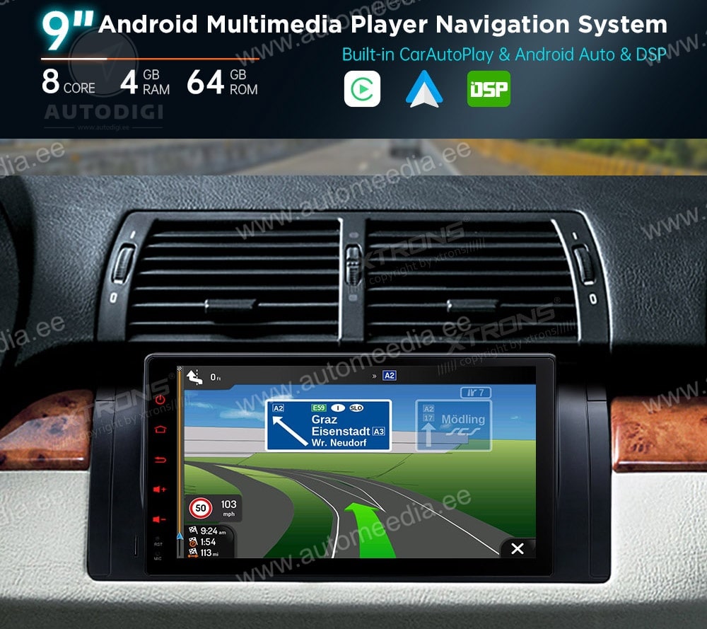 BMW X5 E53 (1999-2006) XTRONS MA9053BL merkkikohtainen Android GPS multimedia näyttösoitin