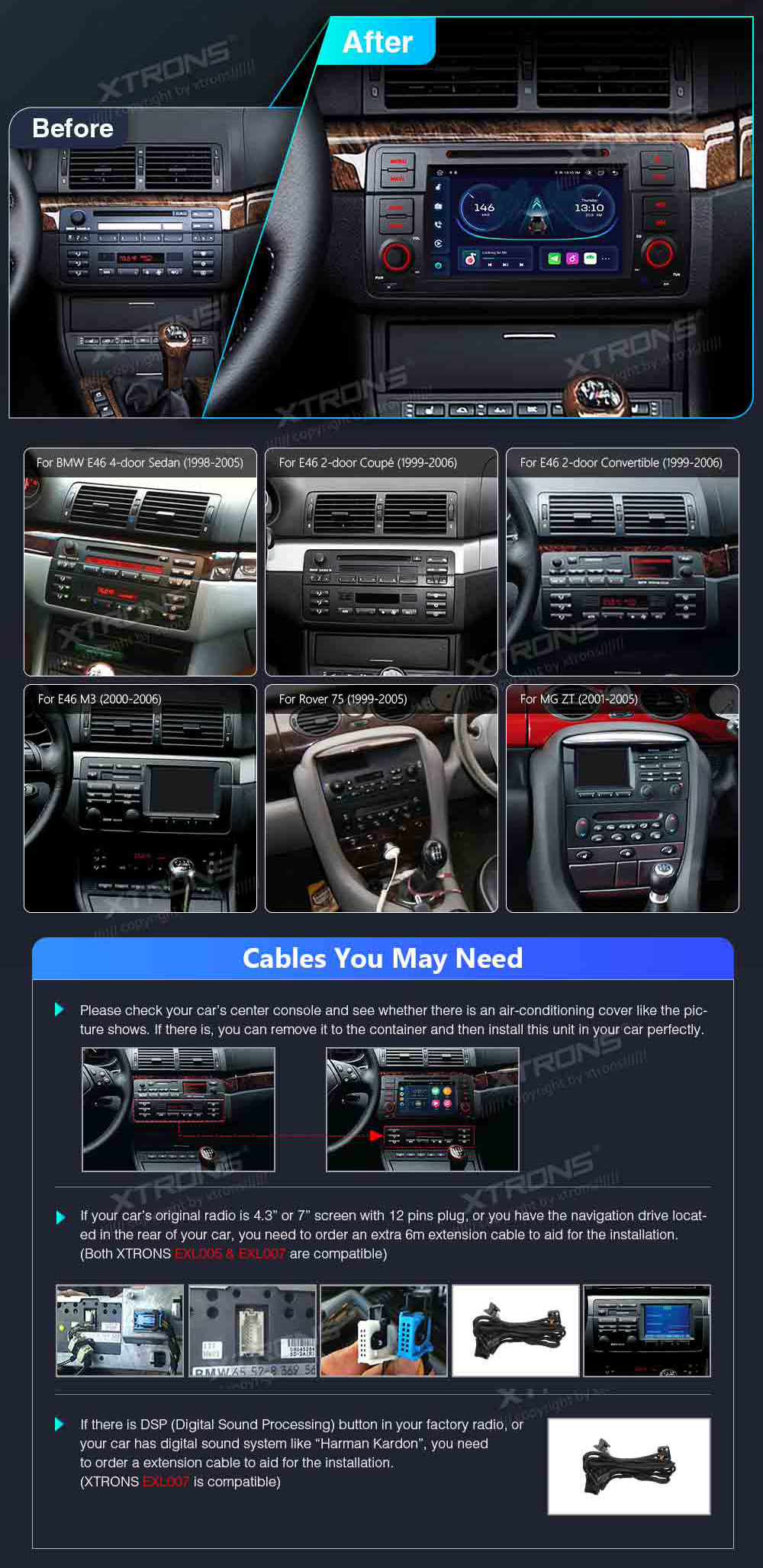 BMW 3. seeria E46 (1998-2006)  custom fit multimedia radio suitability for the car