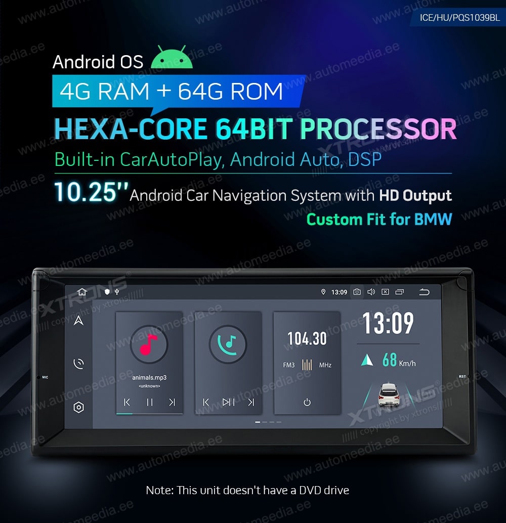 BMW 5. seeria E39 (1995-2004) XTRONS PQS1039BL Штатная магнитола Android