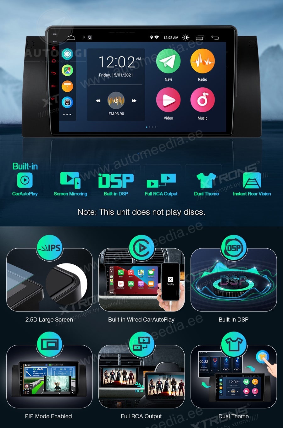 BMW X5 E53 (1999-2006) XTRONS PSP9053B Штатная магнитола Android