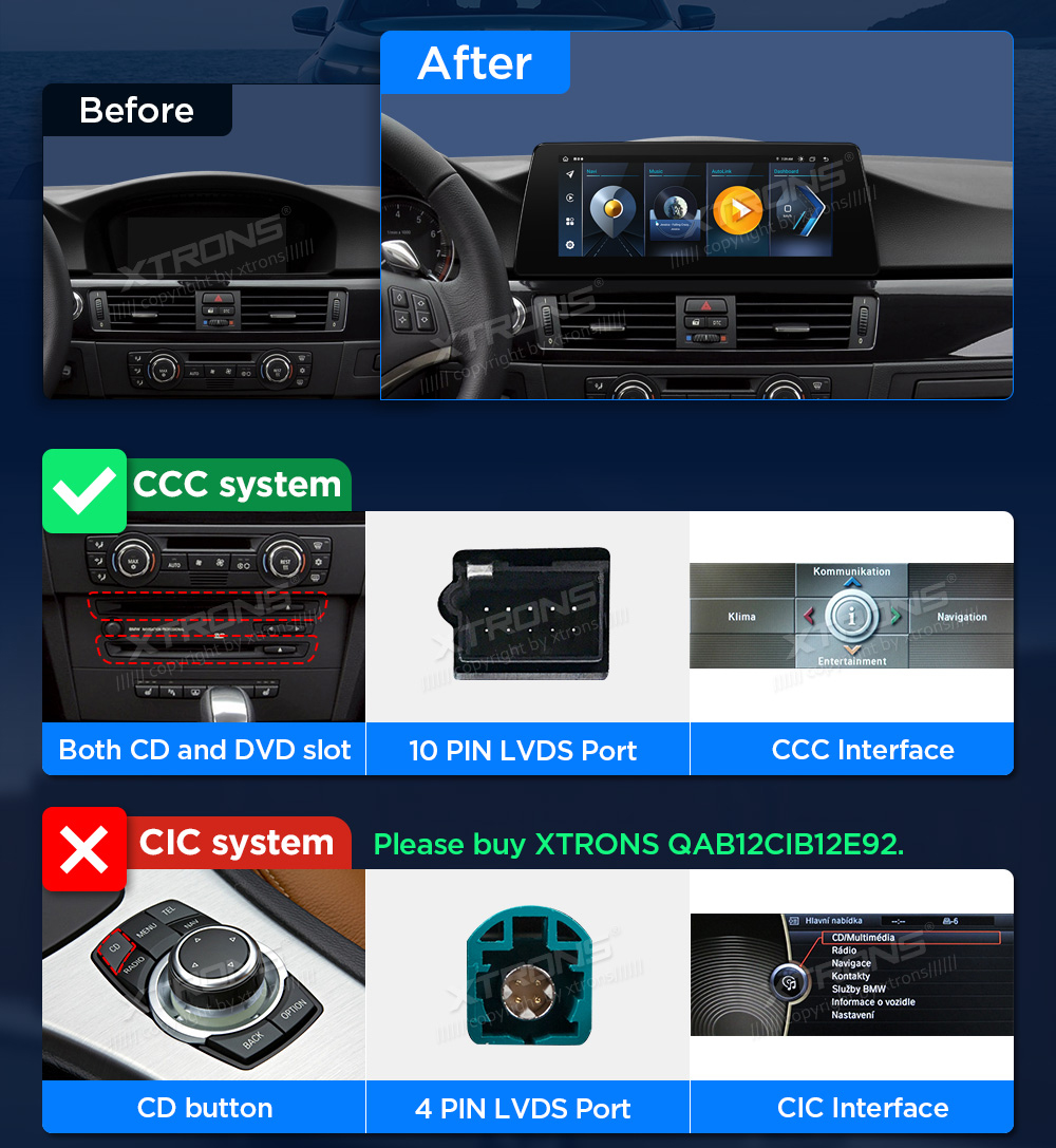 BMW 3.ser | E90 | E92 | E93 iDrive CCC (2004-2008)  custom fit multimedia radio suitability for the car
