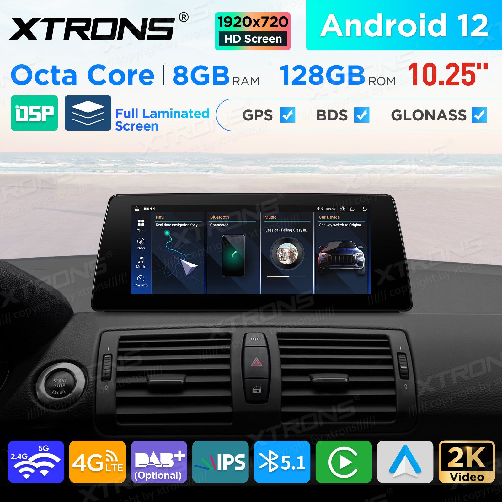BMW 1. ser. E81 | E82 | E87 | E88 (2010-2012) iDrive CIC Android 12 Car Multimedia Player with GPS Navigation