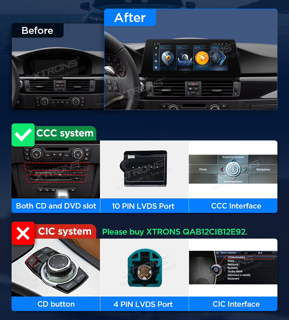 BMW 3.ser | E90 | E92 | E93 iDrive CIC (2009-2012)  совместимость мультимедийного радио в зависимости от модели автомобиля