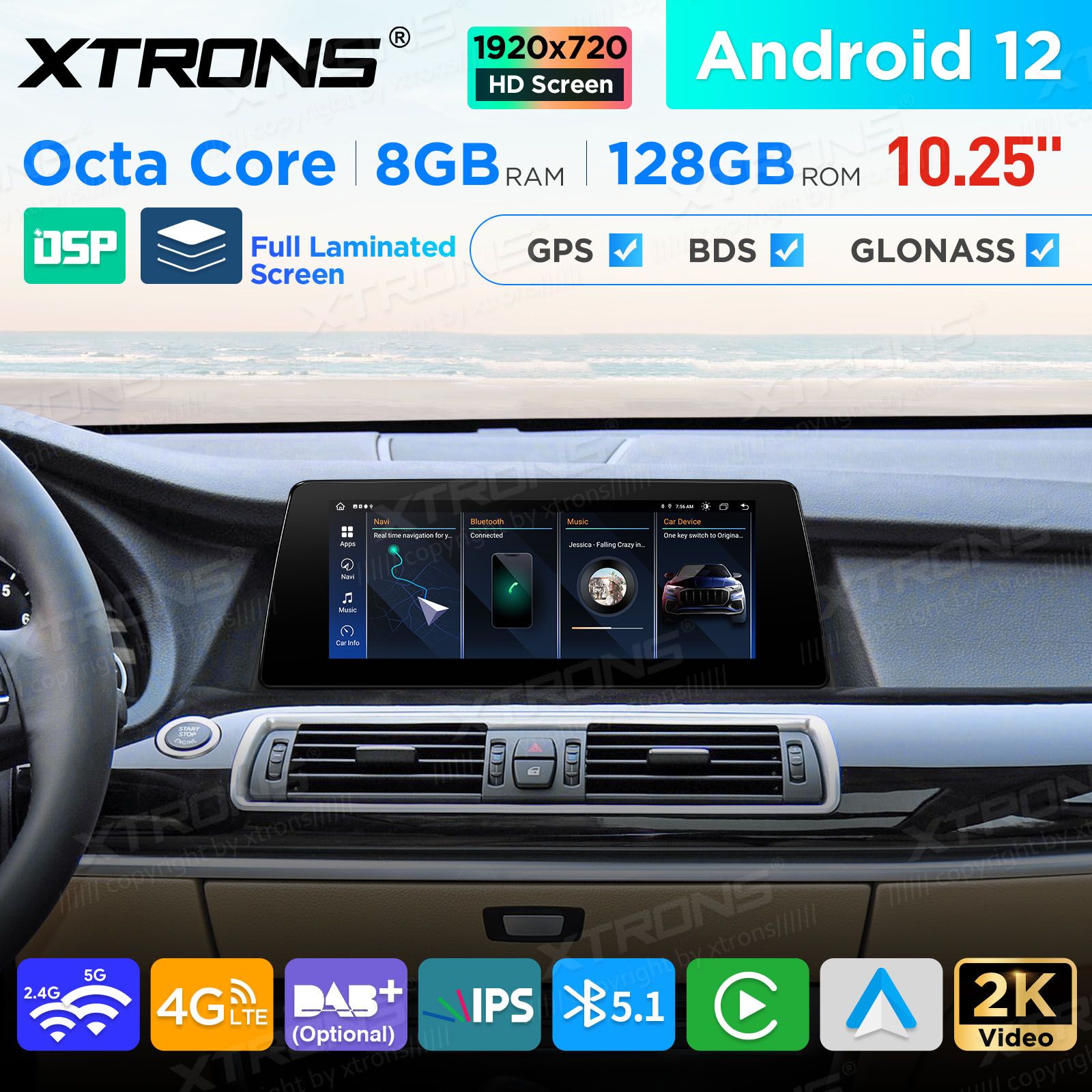 BMW 5.ser F07 GT(2011 - 2012) | iDrive CIC Android 12 Car Multimedia Player with GPS Navigation