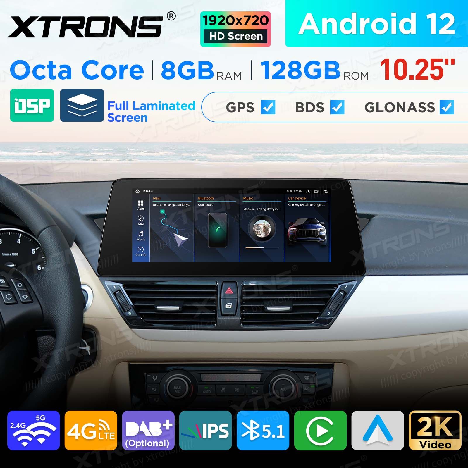 BMW X1 E84 (2009-2015) iDrive CIC Android 12 auto GPS radio ja multimedia näyttösoitin