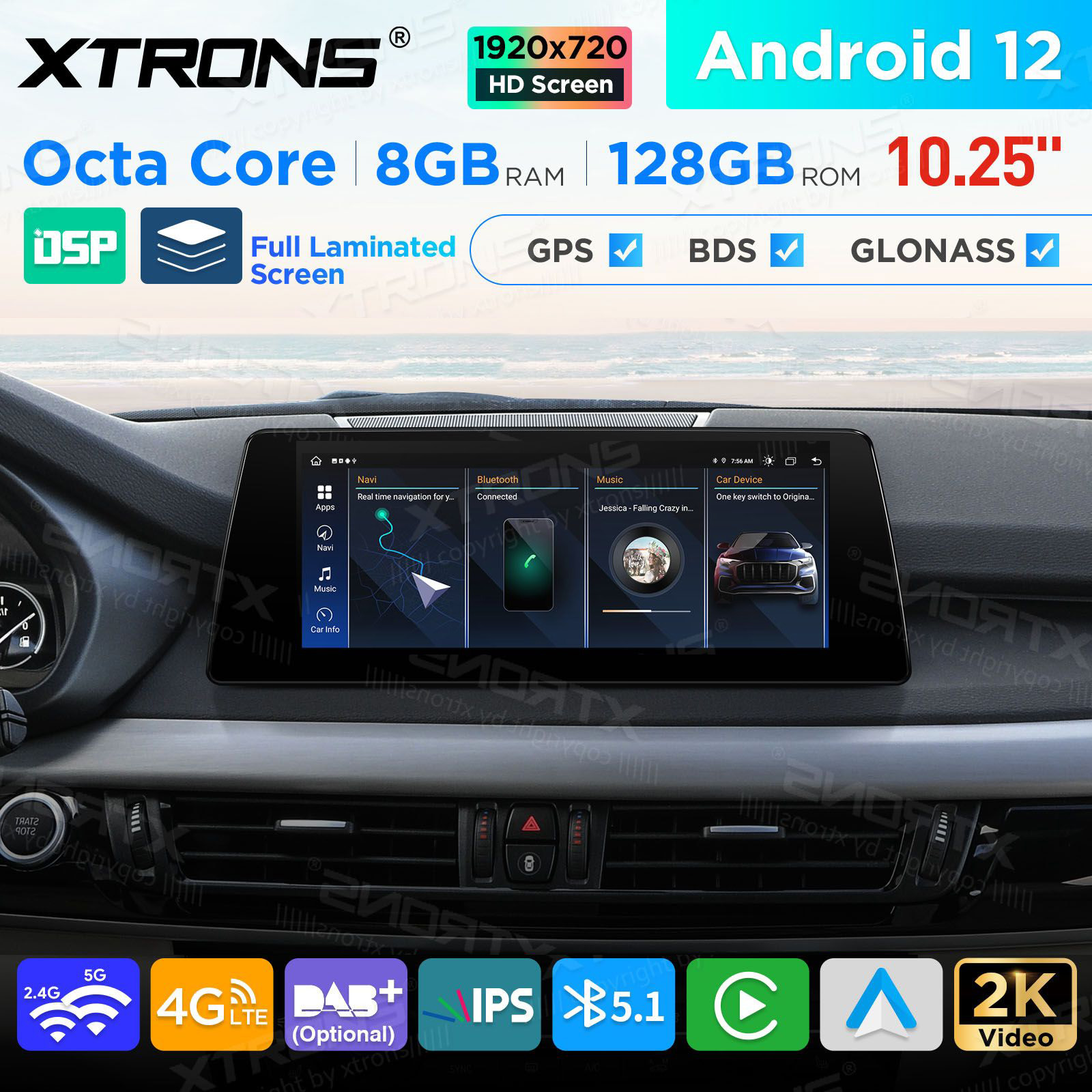 BMW X5 | X6 | F15 | F16 iDrive EVO (2016-2019) Android 12 auto GPS radio ja multimedia näyttösoitin