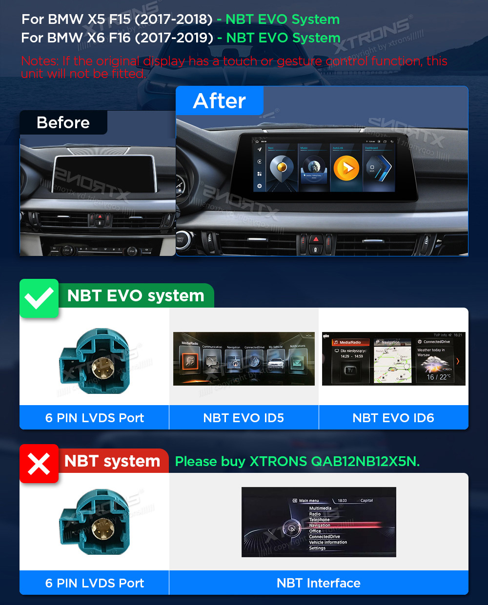 BMW X5 | X6 | F15 | F16 iDrive EVO (2016-2019)  custom fit multimedia radio suitability for the car