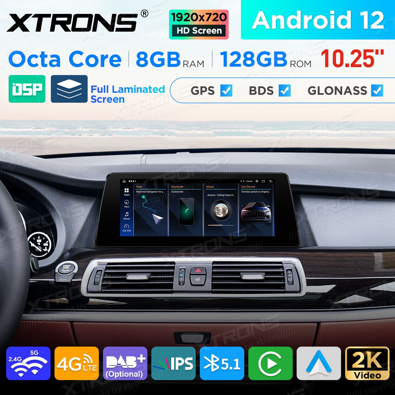 BMW 5.ser F07 GT(2013 - 2017) | iDrive NBT Android 12 Car Multimedia Player with GPS Navigation