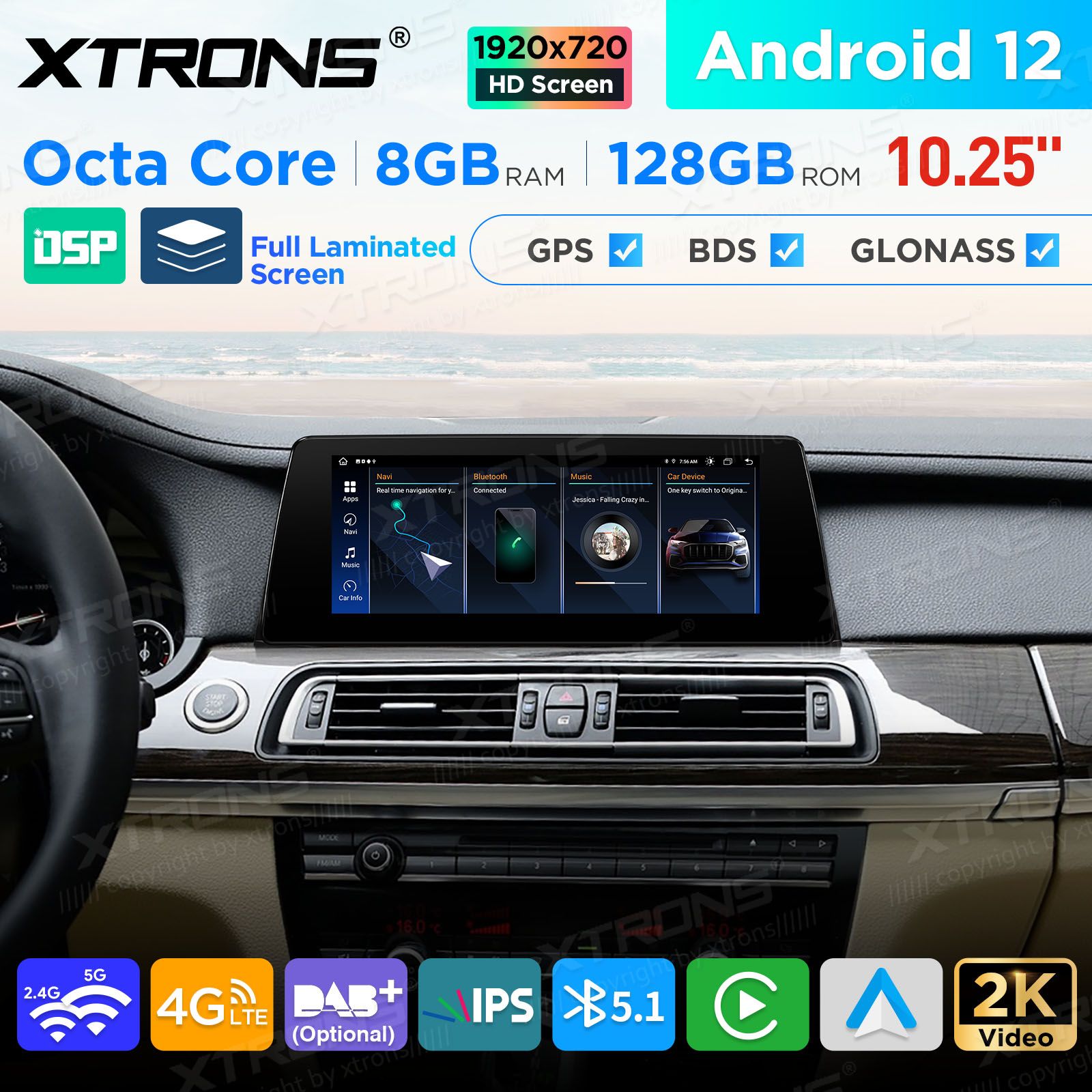 BMW 7.ser F01/F02 (2013 - 2015) | iDrive NBT Android 12 Car Multimedia Player with GPS Navigation