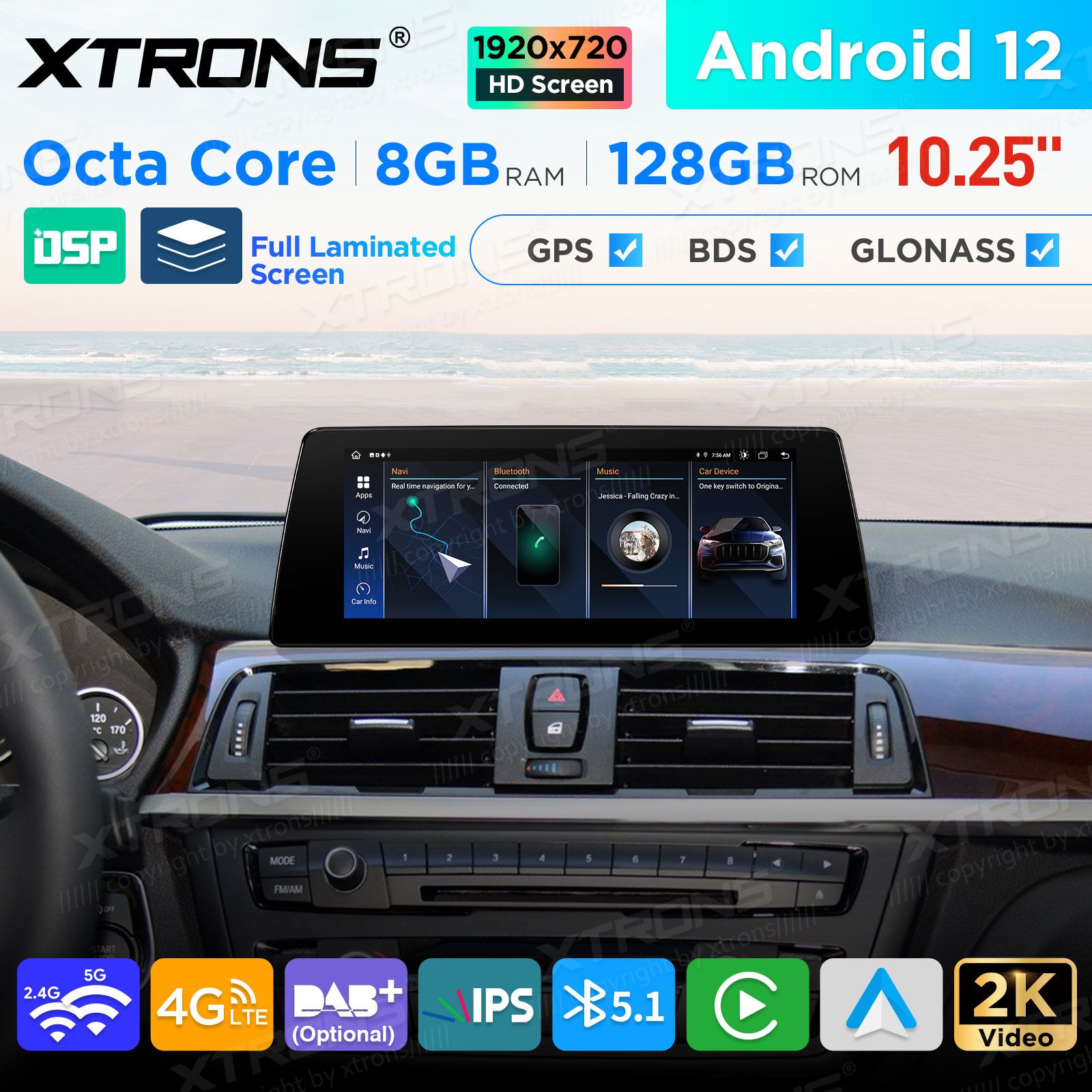 BMW 3.ser | BMW 4.ser | F30 | F32 | (2013-2016) Android 12 Car Multimedia Player with GPS Navigation