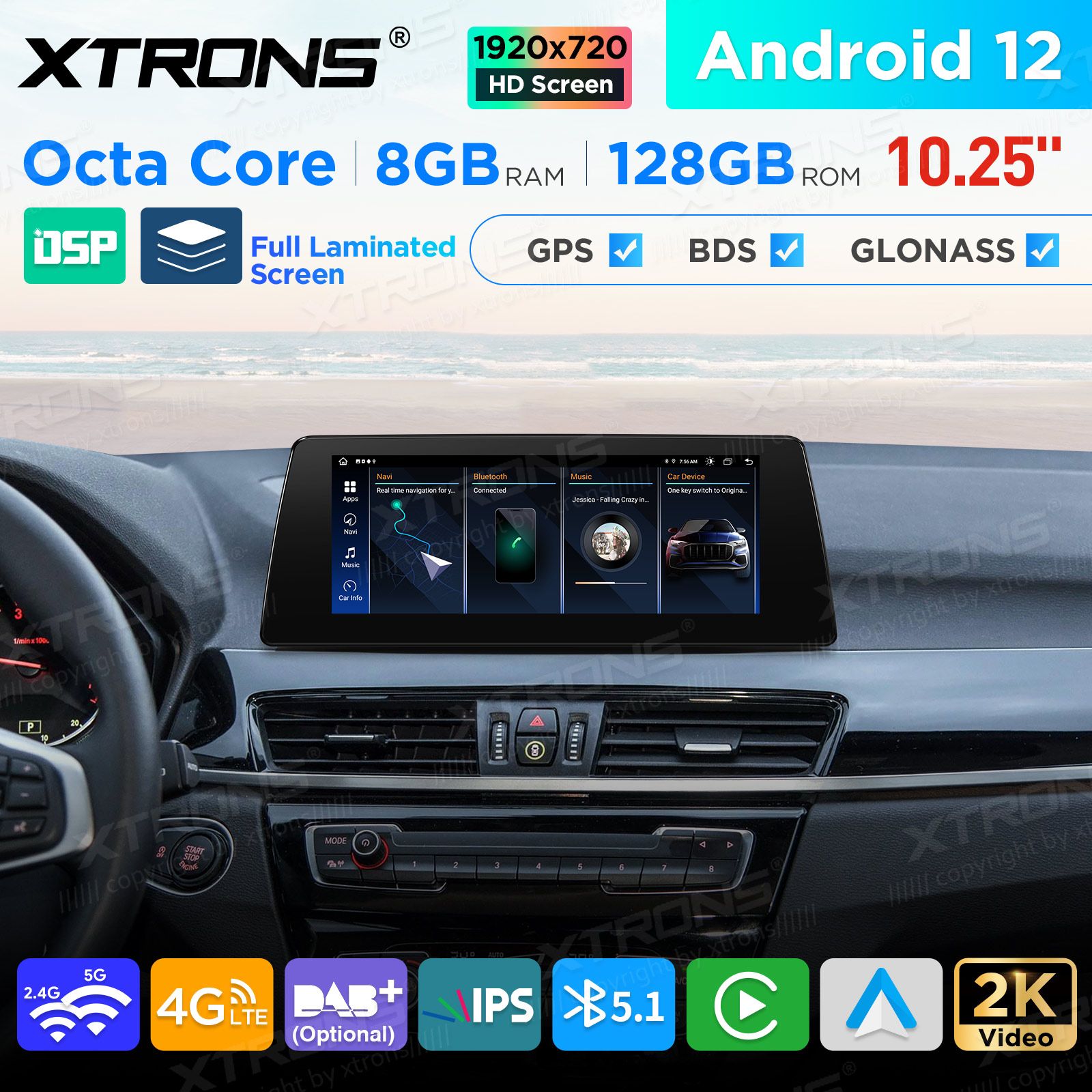 BMW X1 F48 (2016-2017) | iDrive NBT Android 12 auto GPS radio ja multimedia näyttösoitin