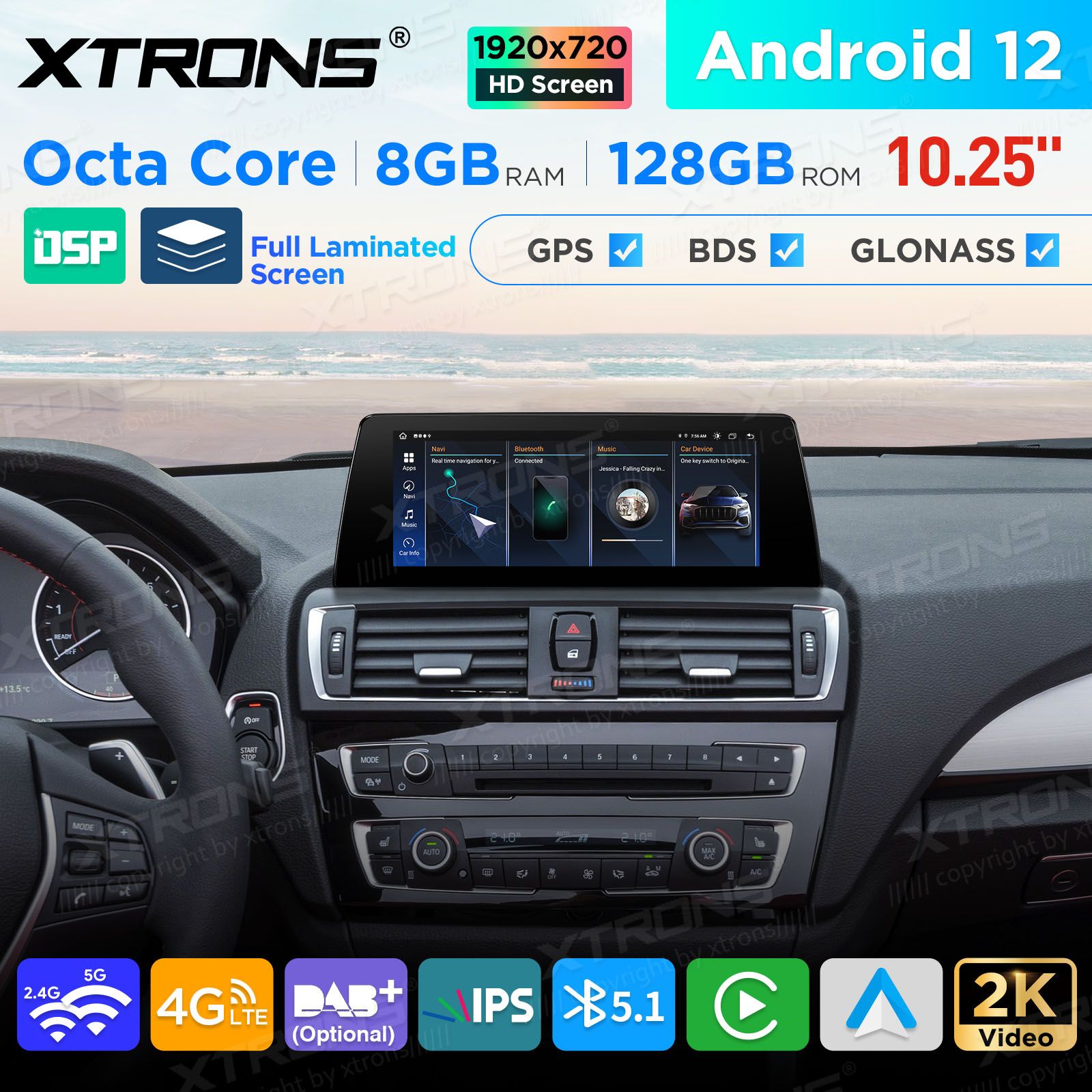 BMW 1.ser | BMW 2.ser | F20 | F23 | (2011-2016) Android 12 auto GPS radio ja multimedia näyttösoitin
