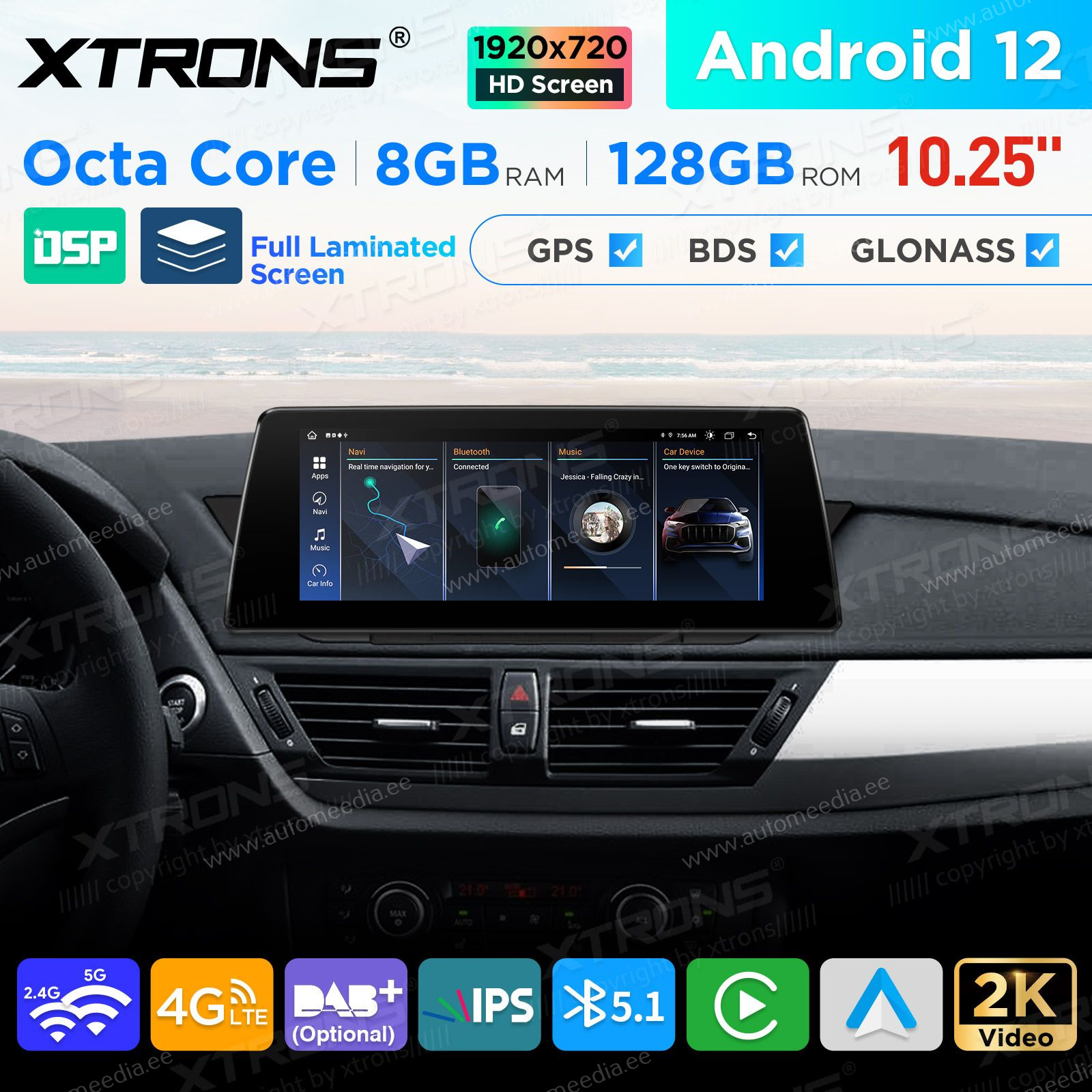 BMW X1 E84 (2009-2015) w/o orig. screen Android 12 auto GPS radio ja multimedia näyttösoitin
