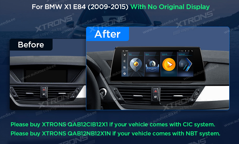 BMW X1 E84 (2009-2015) w/o orig. screen  custom fit multimedia radio suitability for the car