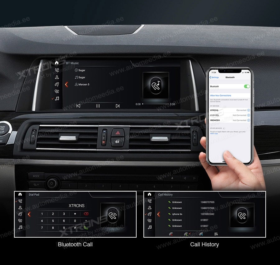 BMW 5. seeria BMW F10 | F11 iDrive NBT (2013-2016)  XTRONS QB10FVNBS XTRONS QB10FVNBS kädet vapaana Hands free puhelut & musiikin striimaus
