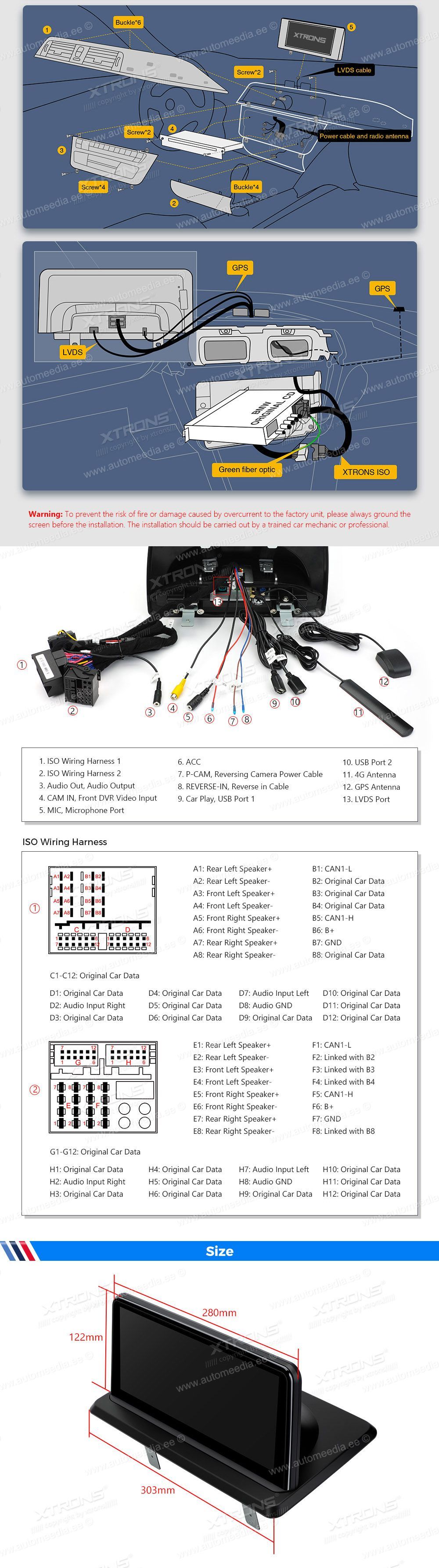 BMW 1. ser. E81 | E82 | E87 | E88 (2010-2012) iDrive CIC XTRONS QEB1087CI XTRONS QEB1087CI Подключения