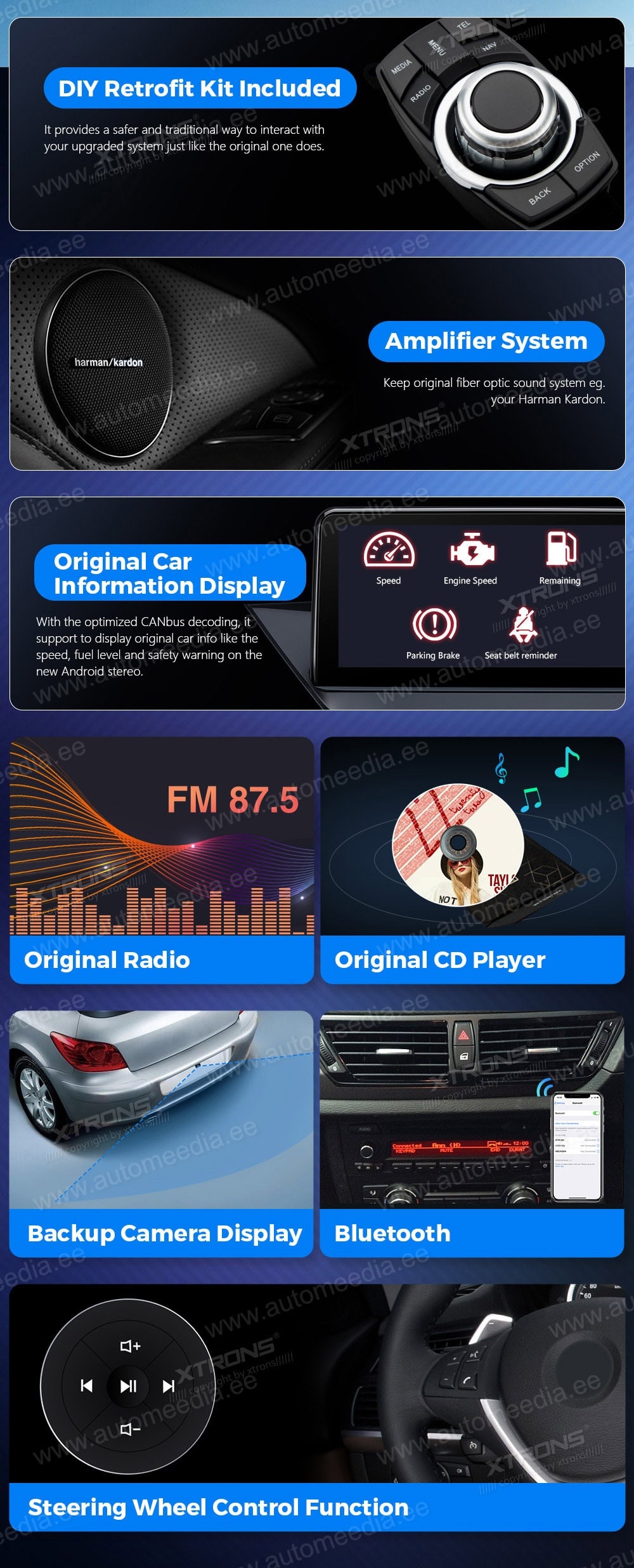 BMW X1 E84 (2009-2015) ilma originaal ekraanita autole XTRONS QFB10X1UN XTRONS QFB10X1UN FM radio and USB SD player