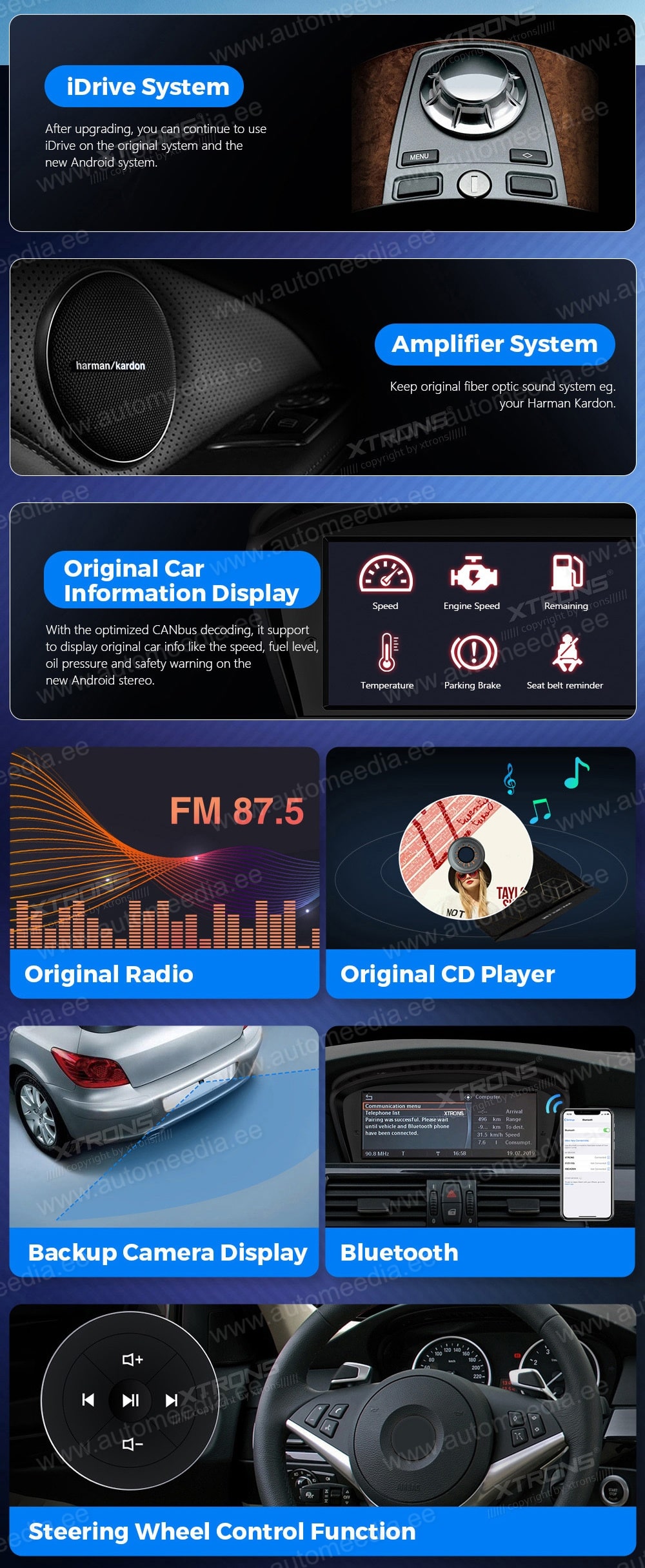 BMW 5.ser | BMW 3.ser | E60 | E61 | E90 | E92 | E93 iDrive CCC (2004-2008) XTRONS QFB8060CC XTRONS QFB8060CC FM radio and USB SD player