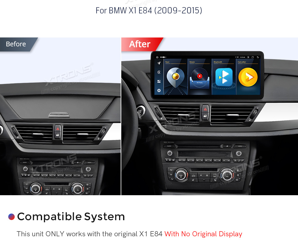 BMW X1 E84 (2009-2015) w/o orig. screen  custom fit multimedia radio suitability for the car