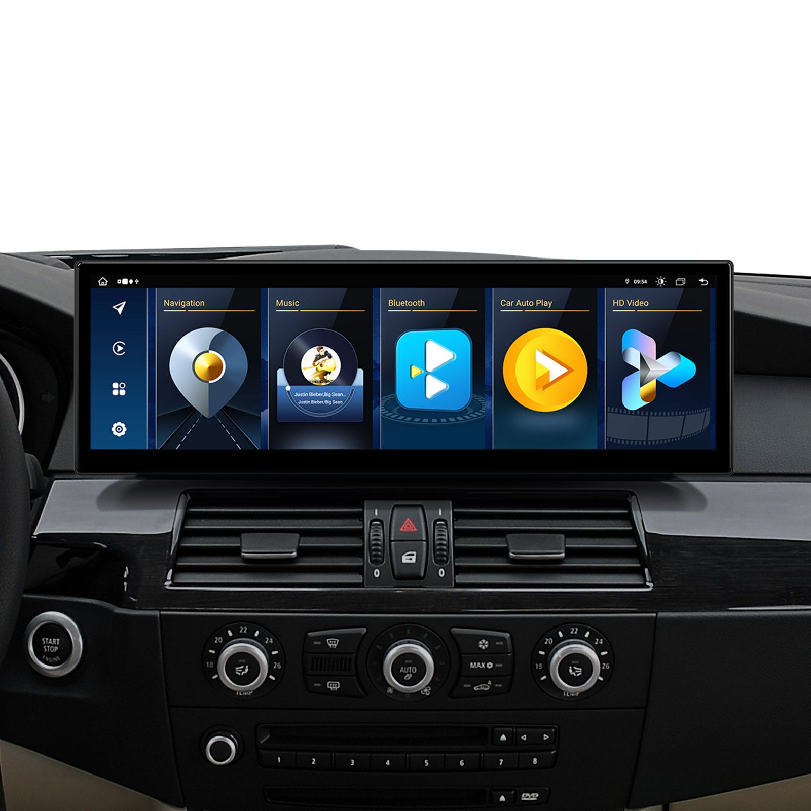 BMW 5.ser | E60 | E61 | iDrive CIC (2008-2010) kahesüsteemne, originaalraadio säilitav Android 13 GPS autoraadio ja multimeedia keskus