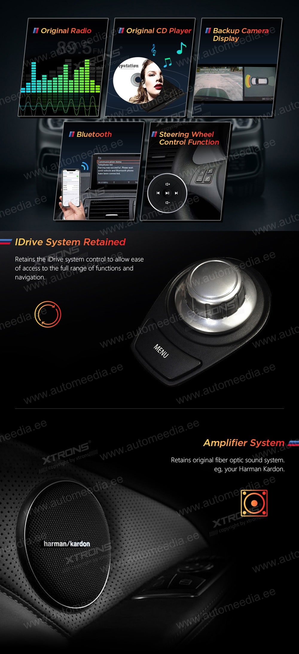 BMW 1. seeria E81 | E82 | E87 | E88 (2006-2009) iDrive CCC XTRONS QSB1087CC XTRONS QSB1087CCKaikki alkuperäiset toiminnot säilyy