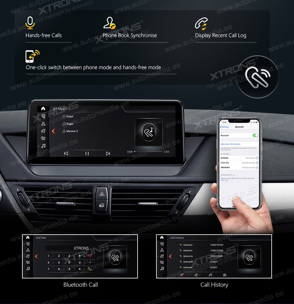 BMW X1 E84 (2009-2015) ilma originaal ekraanita autole XTRONS QSB10X1UN XTRONS QSB10X1UN kädet vapaana Hands free puhelut & musiikin striimaus