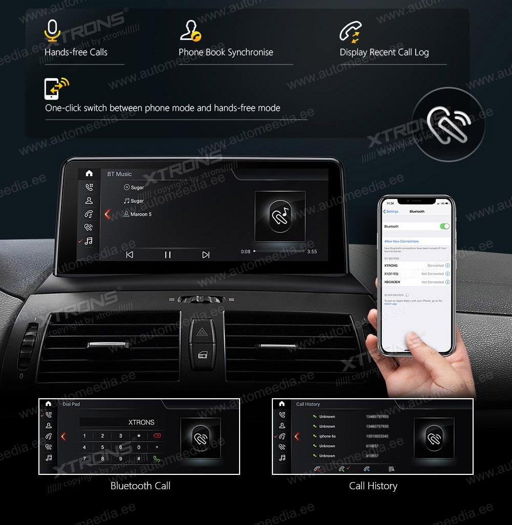 BMW X3 E83 (2004-2009) ilma originaal ekraanita autole  XTRONS QSB10X3UN XTRONS QSB10X3UN kädet vapaana Hands free puhelut & musiikin striimaus