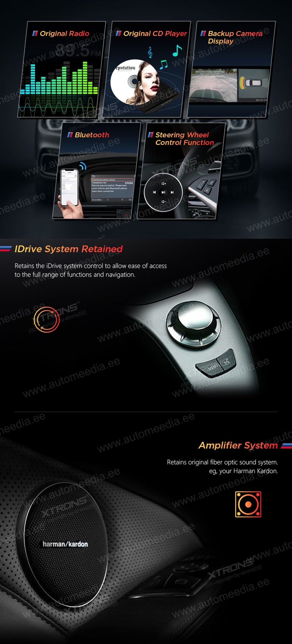 BMW 5.ser | BMW 3.ser | E60 | E61 | E90 | E92 | E93 iDrive CCC (2004-2008)  XTRONS QSB8060CC XTRONS QSB8060CC FM radio and USB SD player