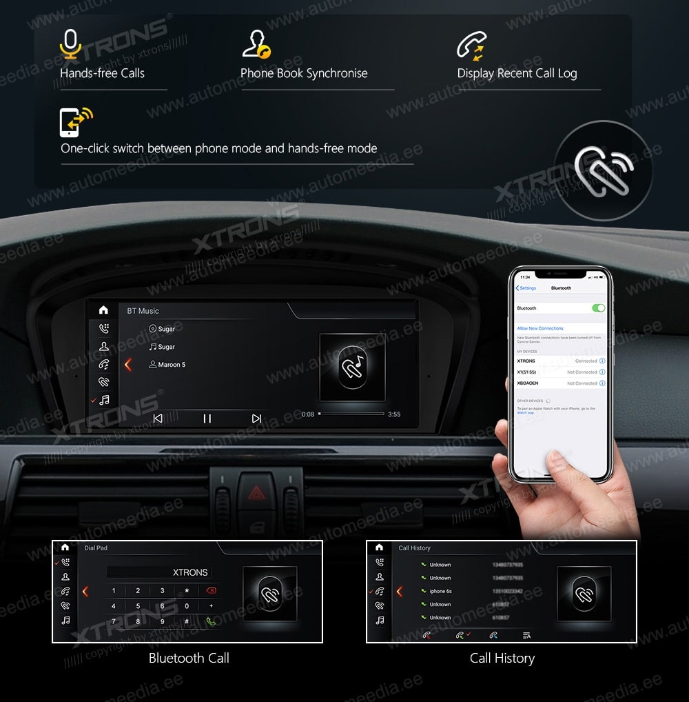 BMW 5.ser | BMW 3.ser | E60 | E61 | E90 | E92 | E93 iDrive CIC (2009-2012)  XTRONS QSB8060CI XTRONS QSB8060CI Hands Free calls & HD music stream