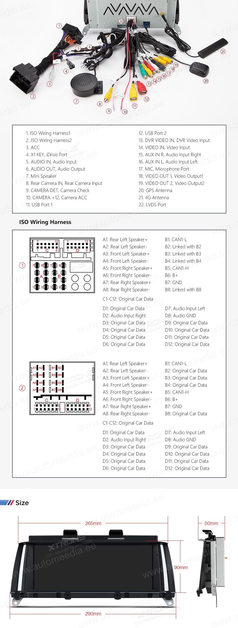 BMW X3 F25 iDrive CIC (2011-2013)  XTRONS QSB80X3CI XTRONS QSB80X3CI Wiring Diagram and size